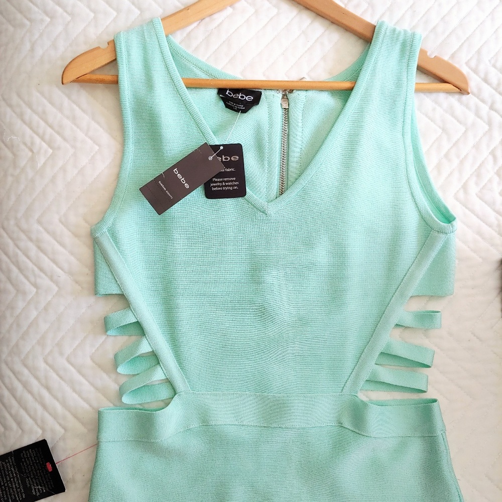 NWT BEBE Cutout Fitted Summer Party Prom Dress L